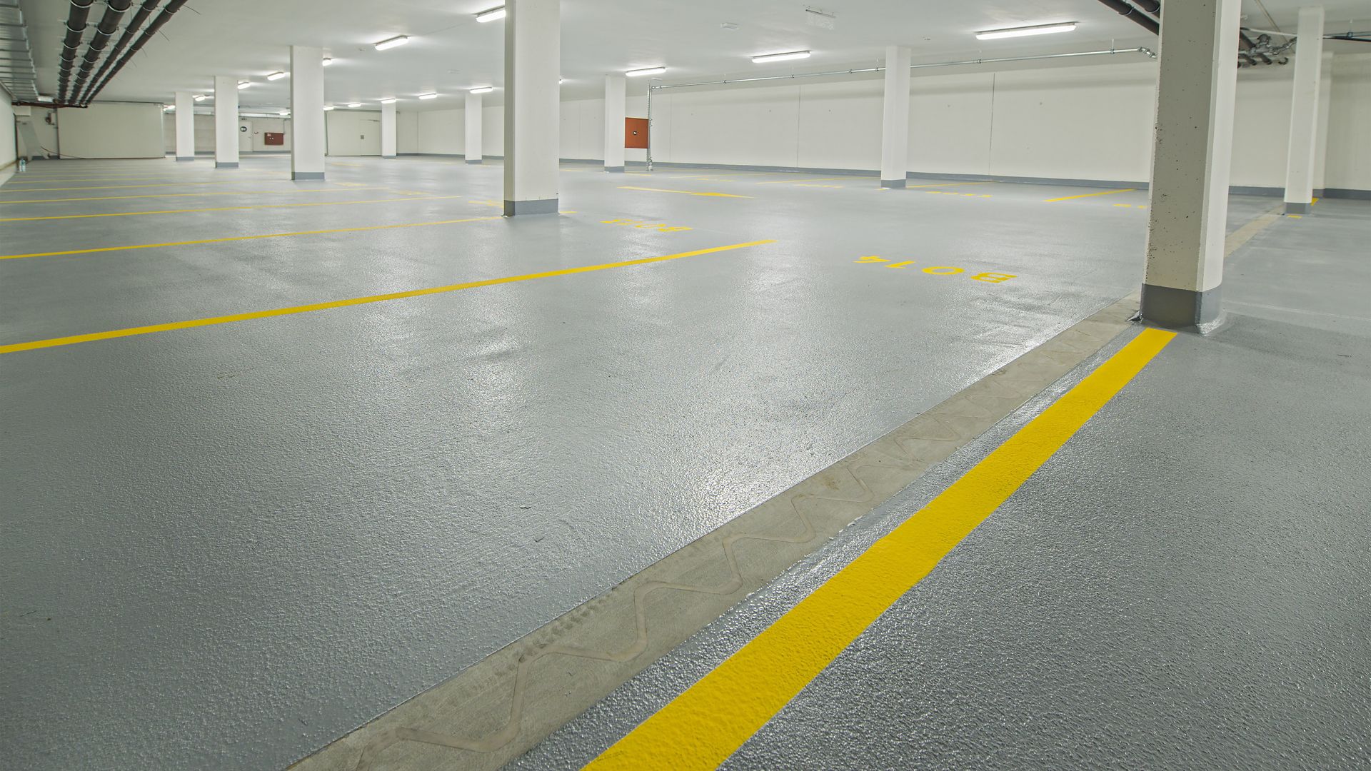 The floor of a car parking garage in Linz, Austria