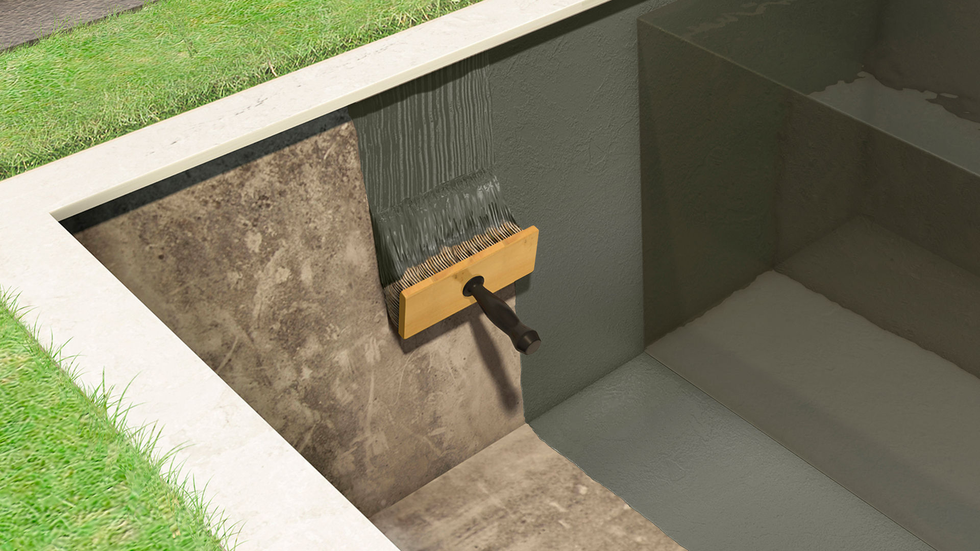 Pool waterproofing brush